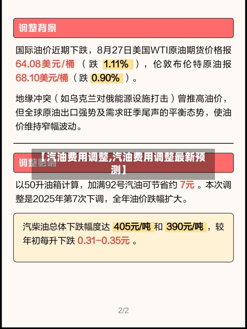 【汽油费用调整,汽油费用调整最新预测】-第2张图片