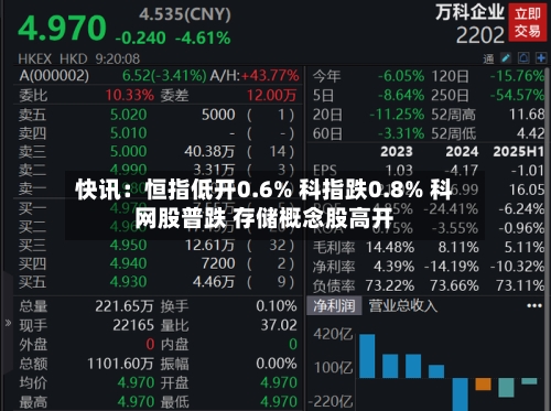 快讯:恒指低开0.6% 科指跌0.8% 科网股普跌 存储概念股高开-第1张图片