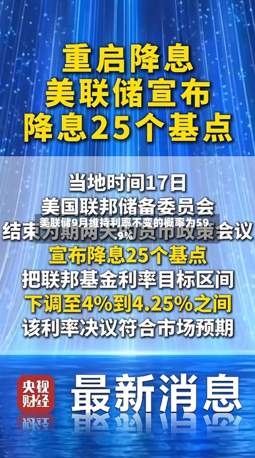 美联储9月维持利率不变的概率为59.9%