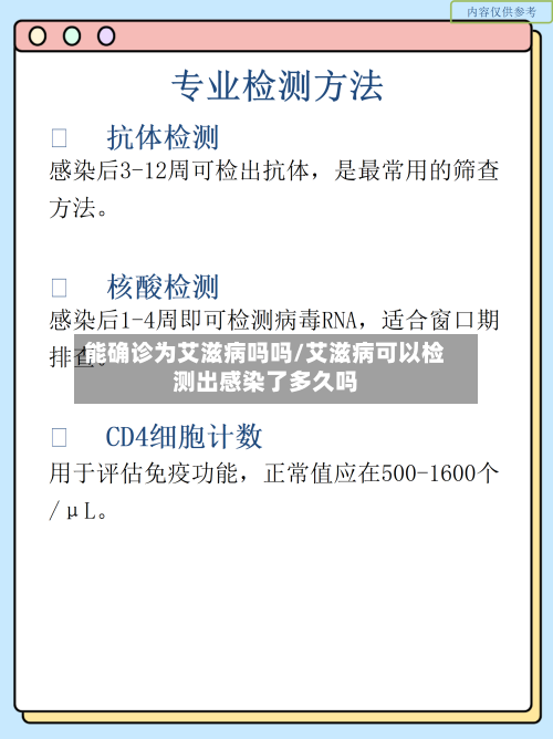 能确诊为艾滋病吗吗/艾滋病可以检测出感染了多久吗