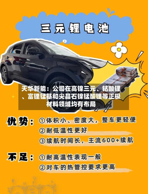 天华新能：公司在高镍三元	、钴酸锂、富锂锰基和尖晶石镍锰酸锂等正极材料领域均有布局-第2张图片