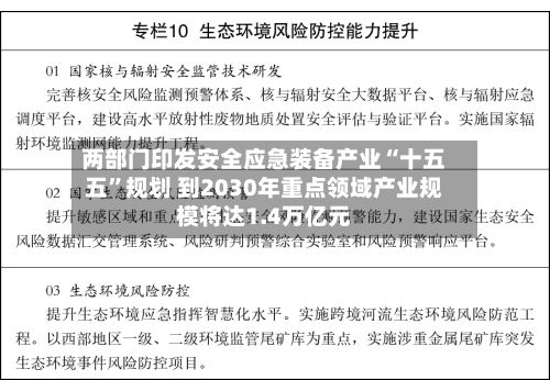 两部门印发安全应急装备产业“十五五	”规划 到2030年重点领域产业规模将达1.4万亿元-第2张图片