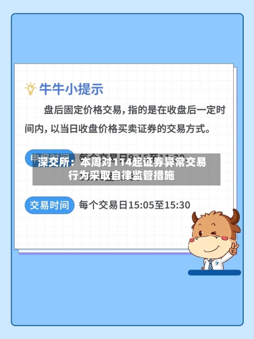 深交所：本周对114起证券异常交易行为采取自律监管措施